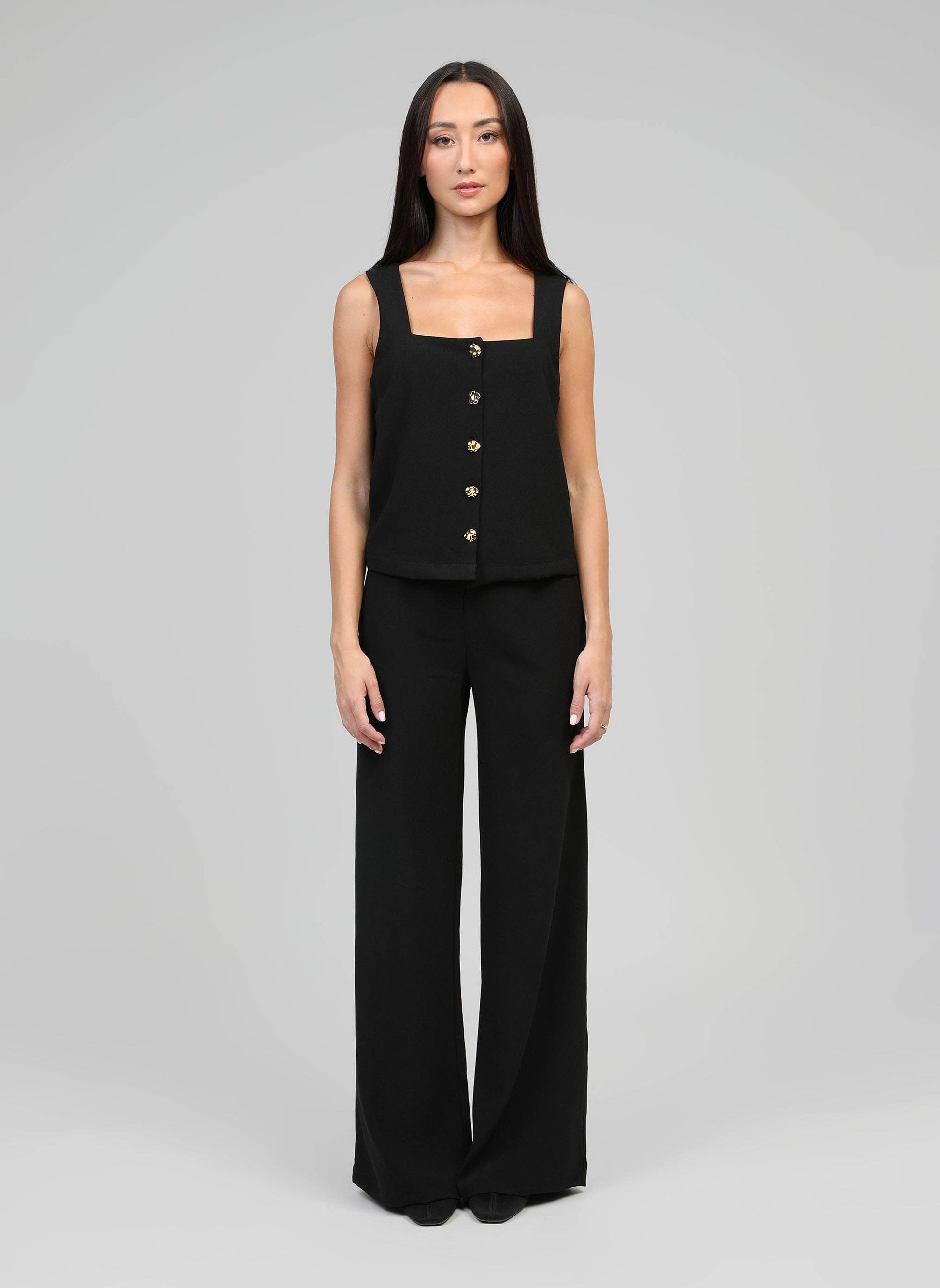 Pantaloni palazzo neri a vita elastica