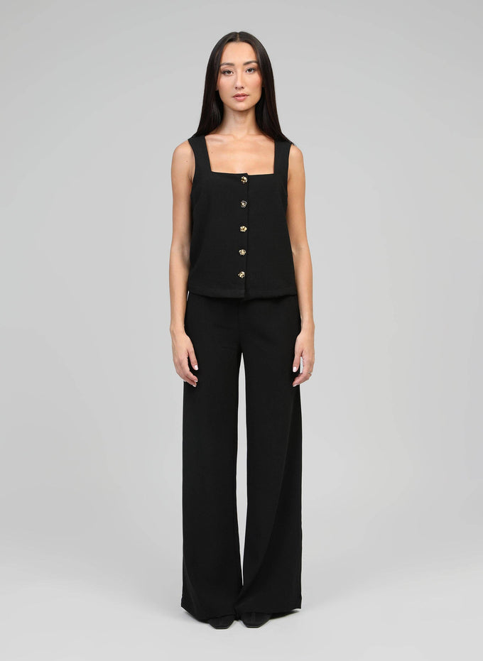 Pantaloni palazzo neri a vita elastica