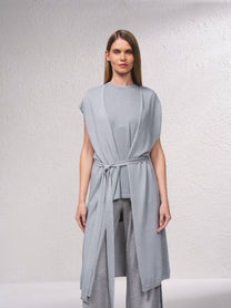 Gilet lungo in rete metallica con cintura