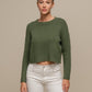 Maglione crop da donna in maglia morbida girocollo