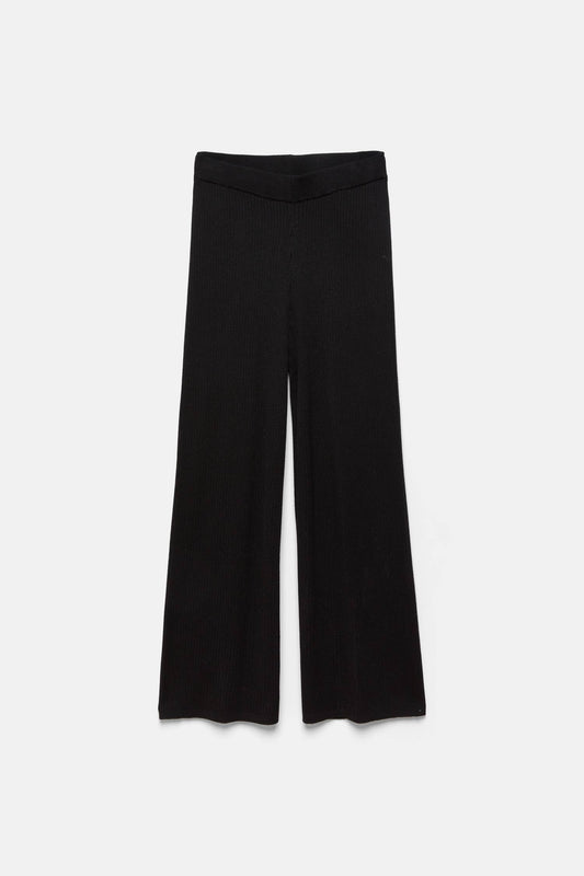 Pantaloni in maglia a coste a gamba dritta
