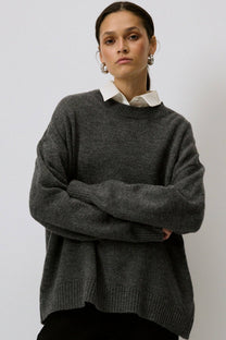 Maglione oversize tinta unita grigio