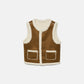 Gilet effetto camoscio con interno in eco-pelliccia