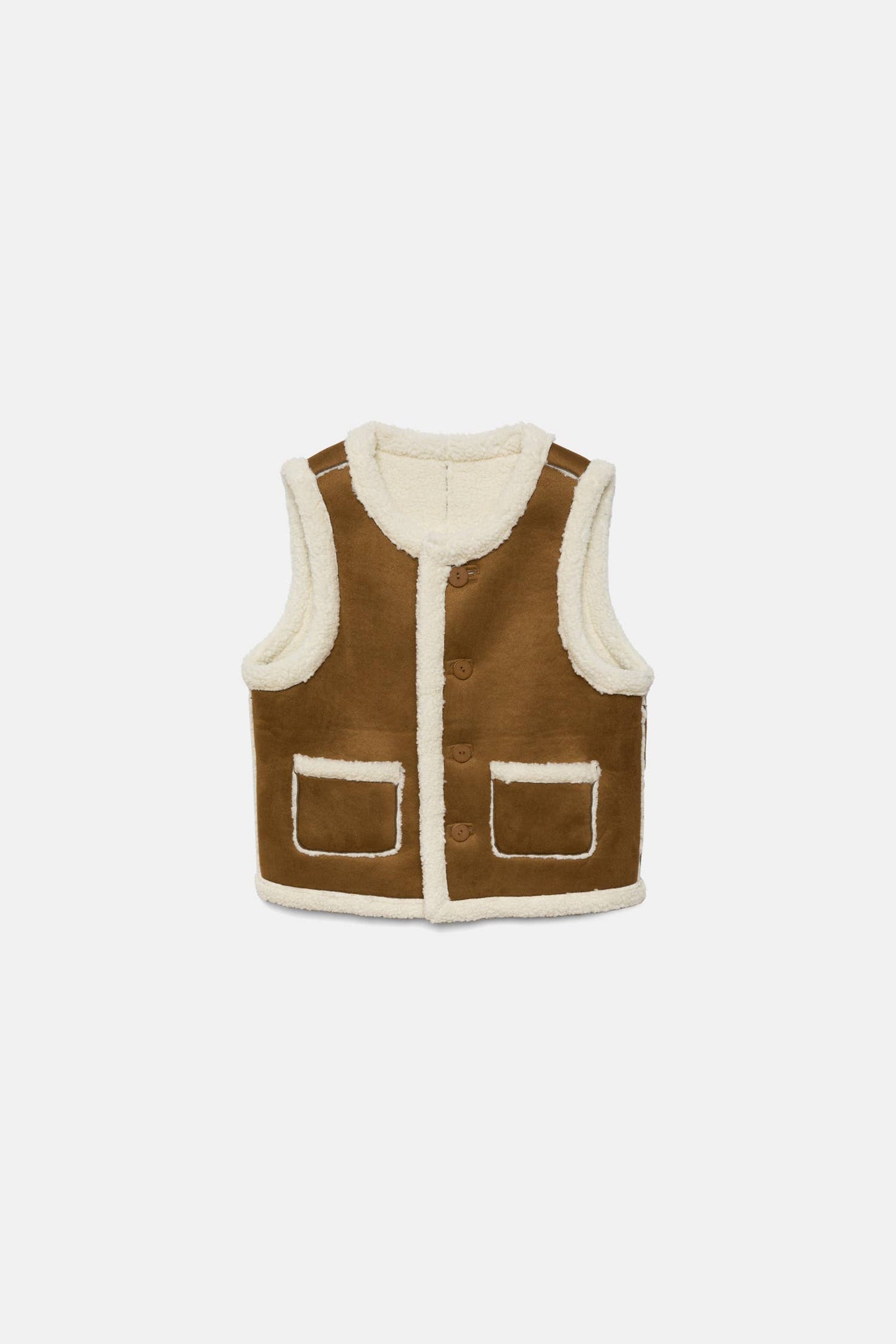 Gilet effetto camoscio con interno in eco-pelliccia