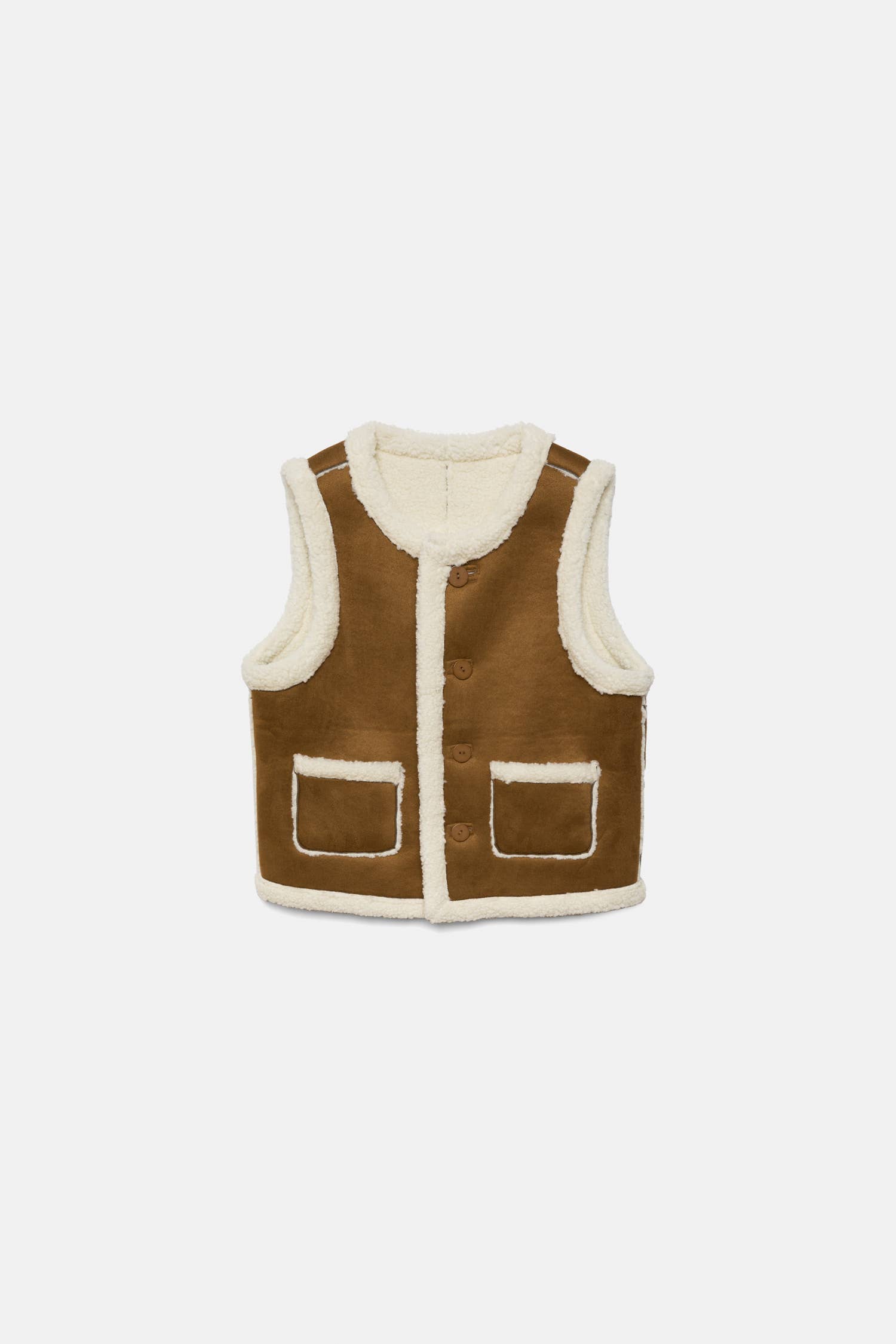 Gilet effetto camoscio con interno in eco-pelliccia