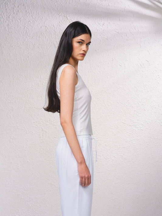 Top basic a canotta con scollo rotondo