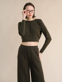 Cardigan corto in misto cashmere con lavorazione 3D