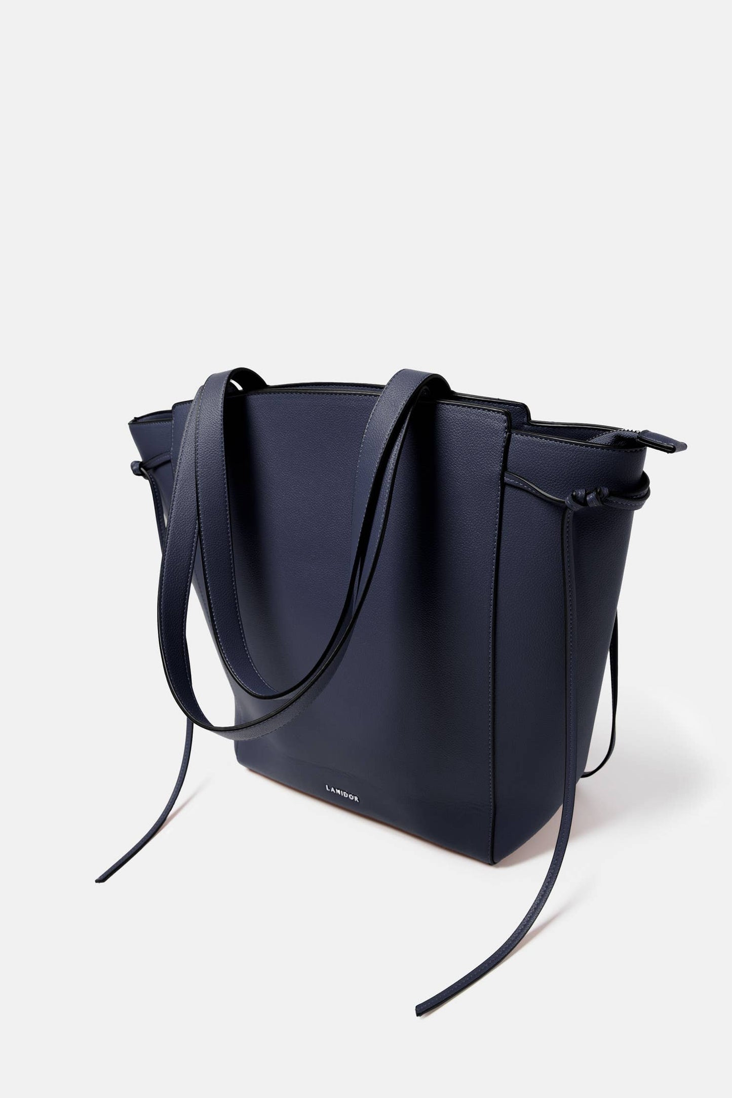 Borsa shopper in ecopelle con doppio manico e tracolla