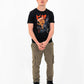 T-shirt unisex nera Pizza Kong con stampa cinematografica