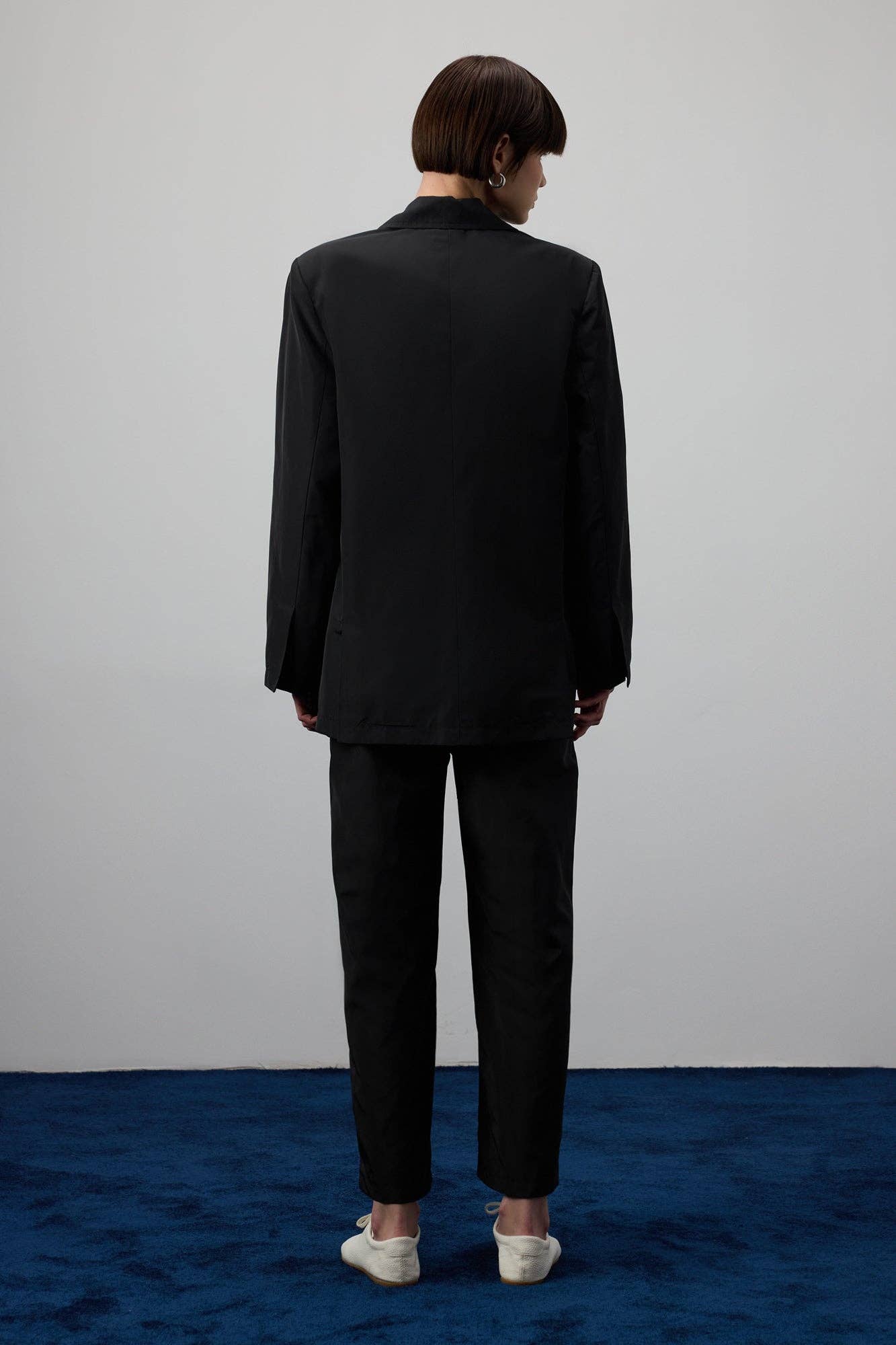 Blazer oversize in tessuto paracadute nero