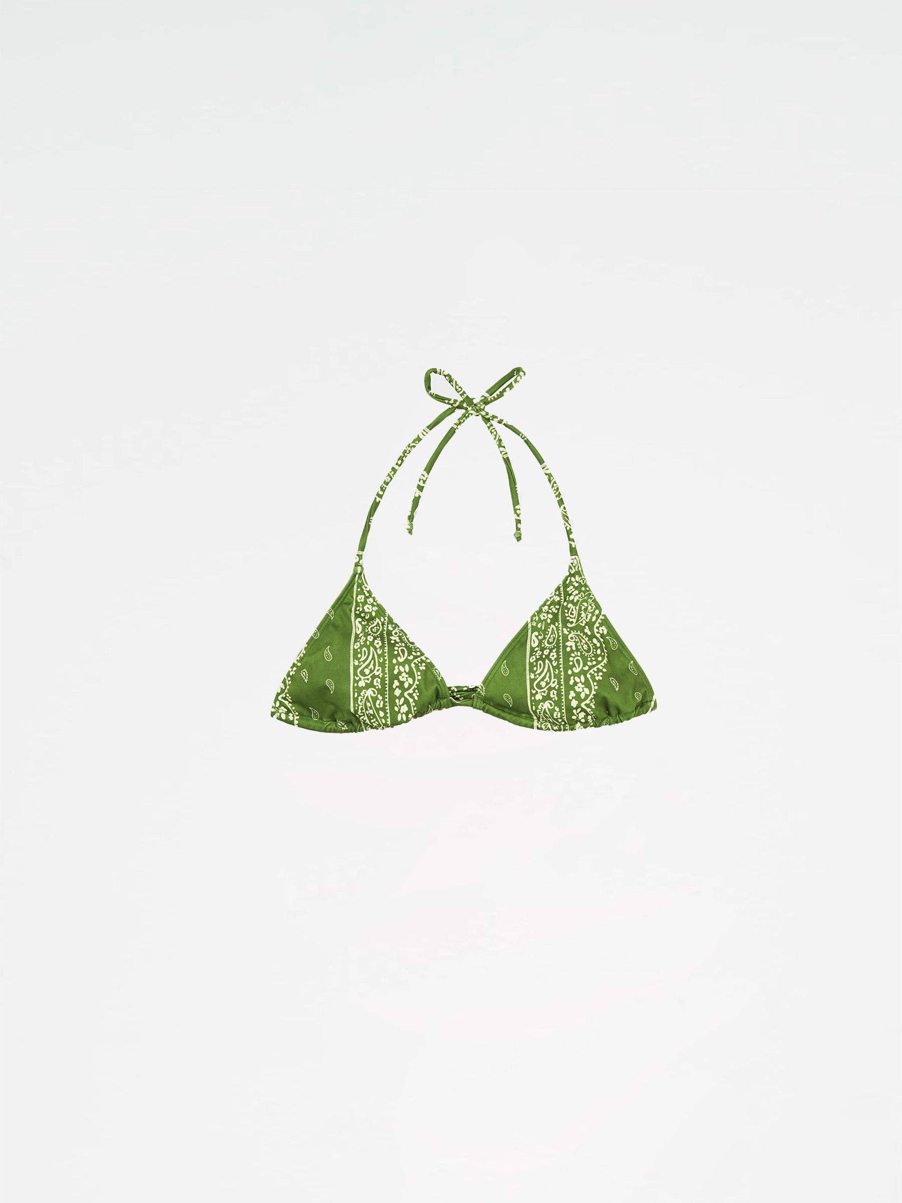 Top bikini triangolo paisley verde