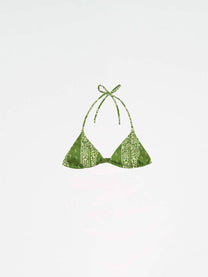 Top bikini triangolo paisley verde