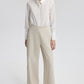 Pantaloni sartoriali in lino crema a gamba larga
