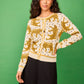 Cardigan Felce Beige Stampato