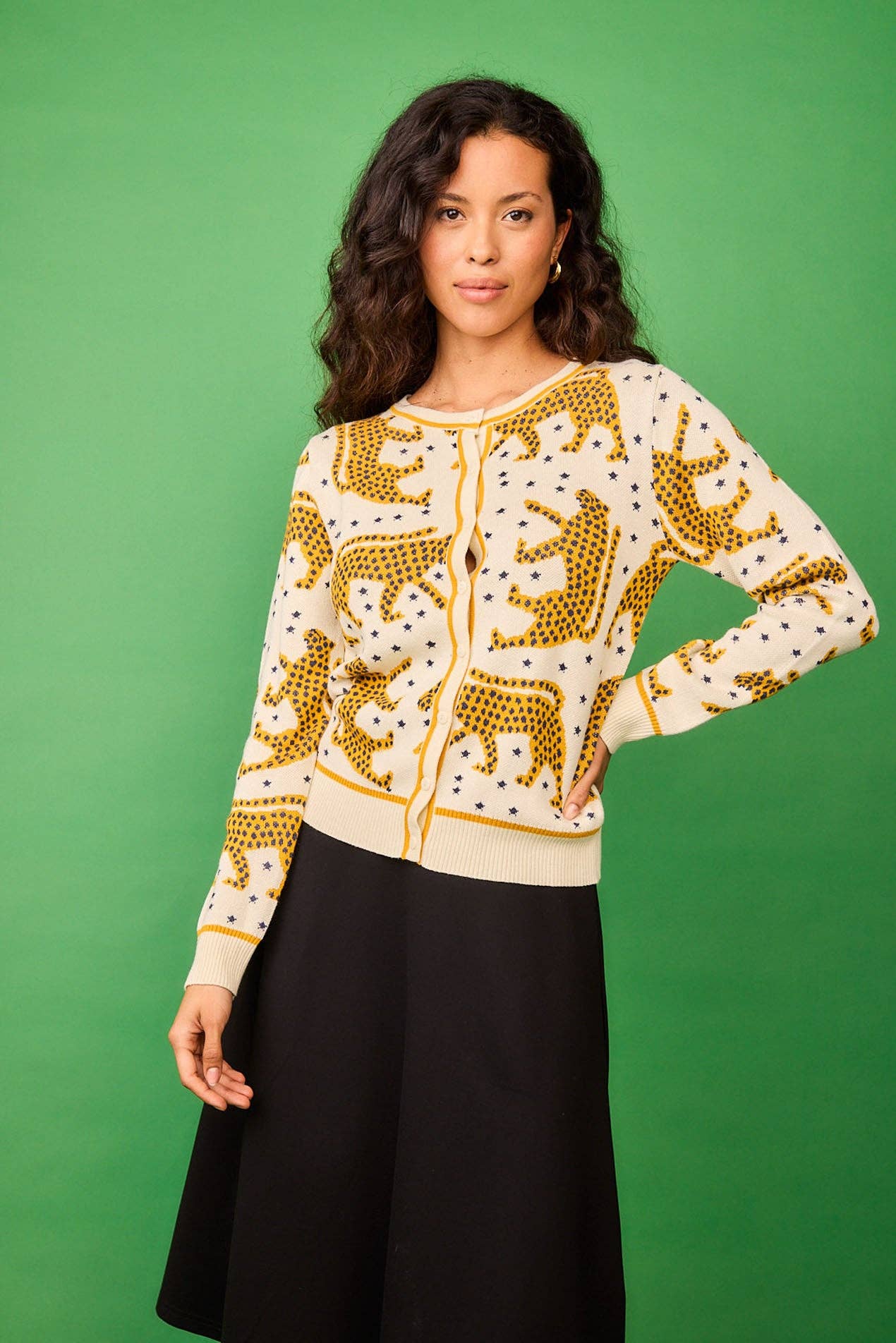 Cardigan Felce Beige Stampato