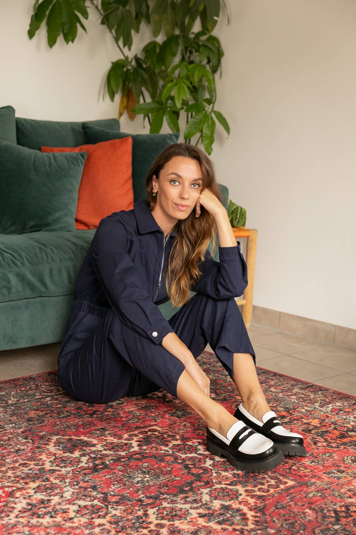 Tuta Cary in cotone con zip e vita elasticizzata