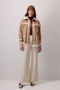 Camicia in suede con dettagli in peluche