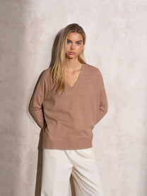Maglione a maglia con scollo a V in viscosa con lurex