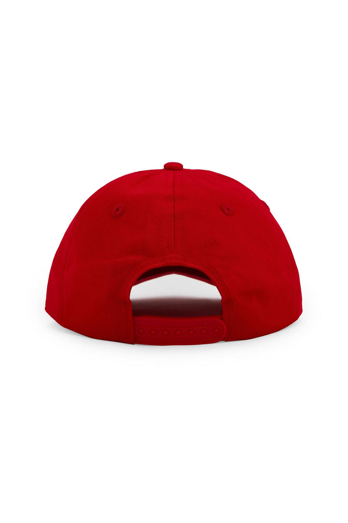 Cappellino snapback rosso in cotone organico con logo ricamato