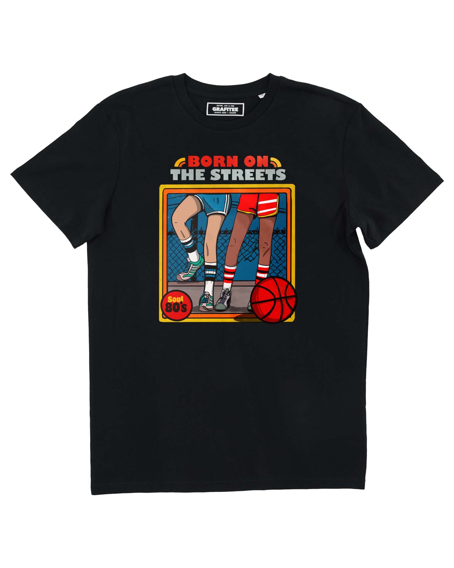 T-shirt unisex in cotone biologico con stampa basket “Born on the Streets”