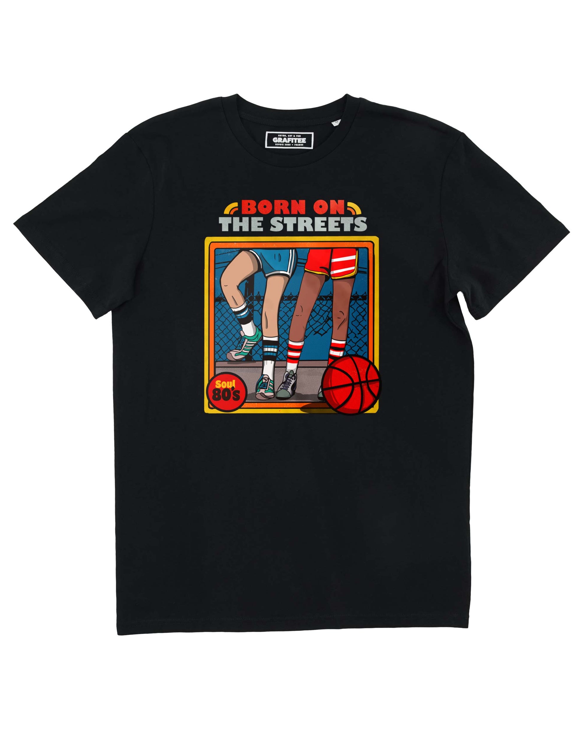 T-shirt unisex in cotone biologico con stampa basket “Born on the Streets”