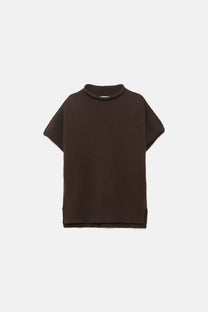 Maglione in lana a maglia rasata con collo alto