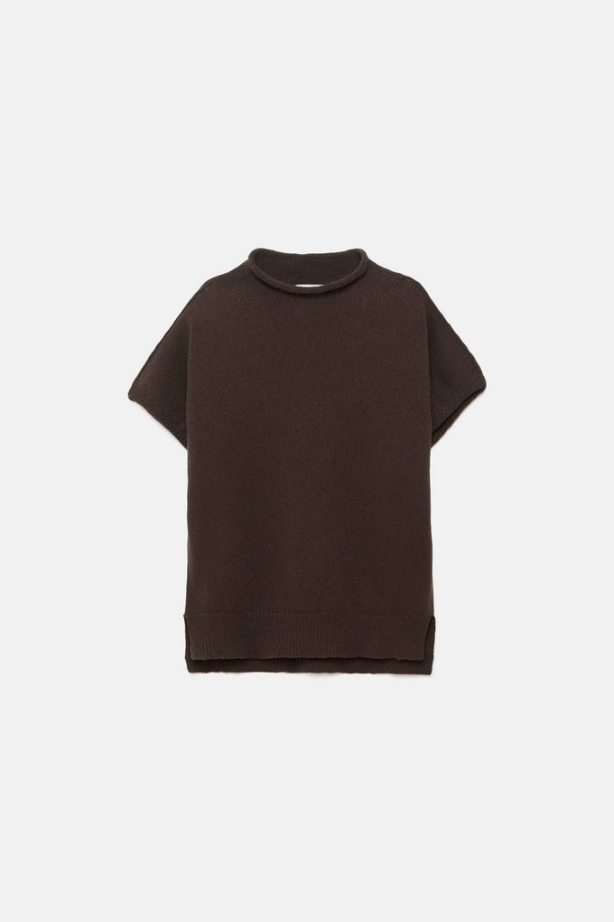 Maglione in lana a maglia rasata con collo alto