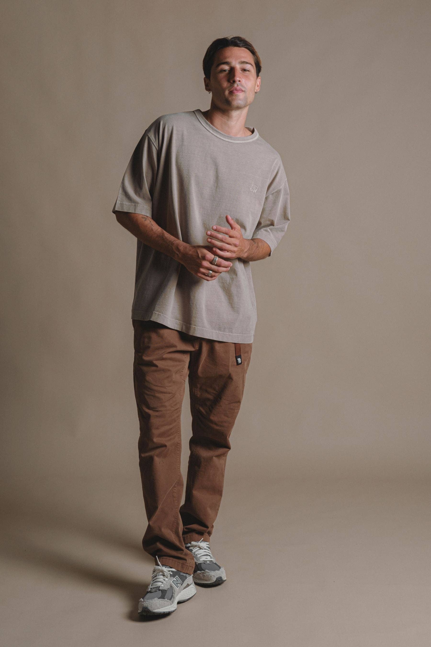 T-shirt oversize pesante in cotone biologico pigment-dyed Brindle