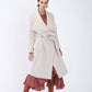Cappotto avvolgente con cintura beige