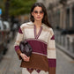 Maglione in maglia a righe con collo polo