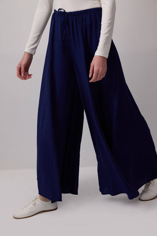 Pantaloni gonna palazzo a gamba larga con vita elasticizzata