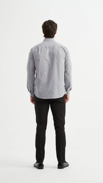 Camicia uomo grigia easy iron con collo francese e dettagli tartan