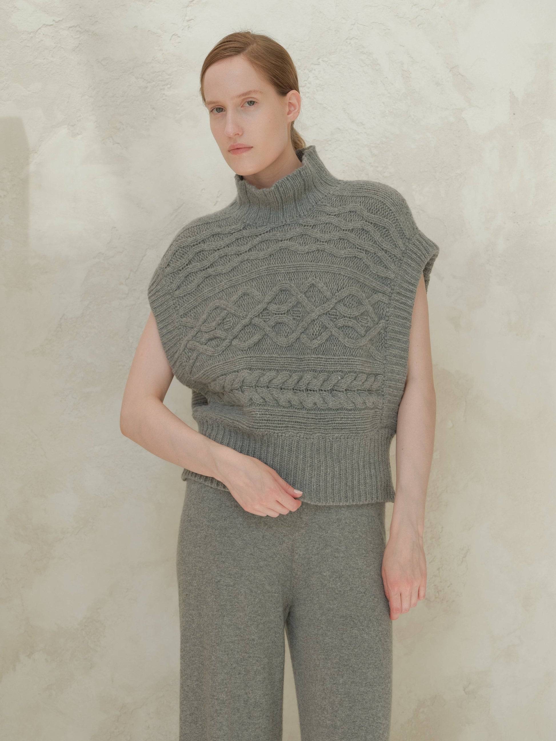Tunica maxi a trecce in misto cashmere