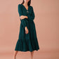 Vestito midi fluido in viscosa con applicazione gioiello