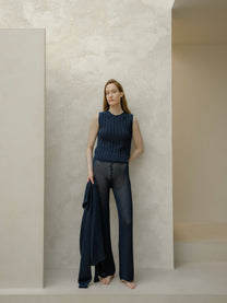 Pantaloni in cotone fine all’uncinetto