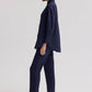 Camicia oversize effetto lino blu navy