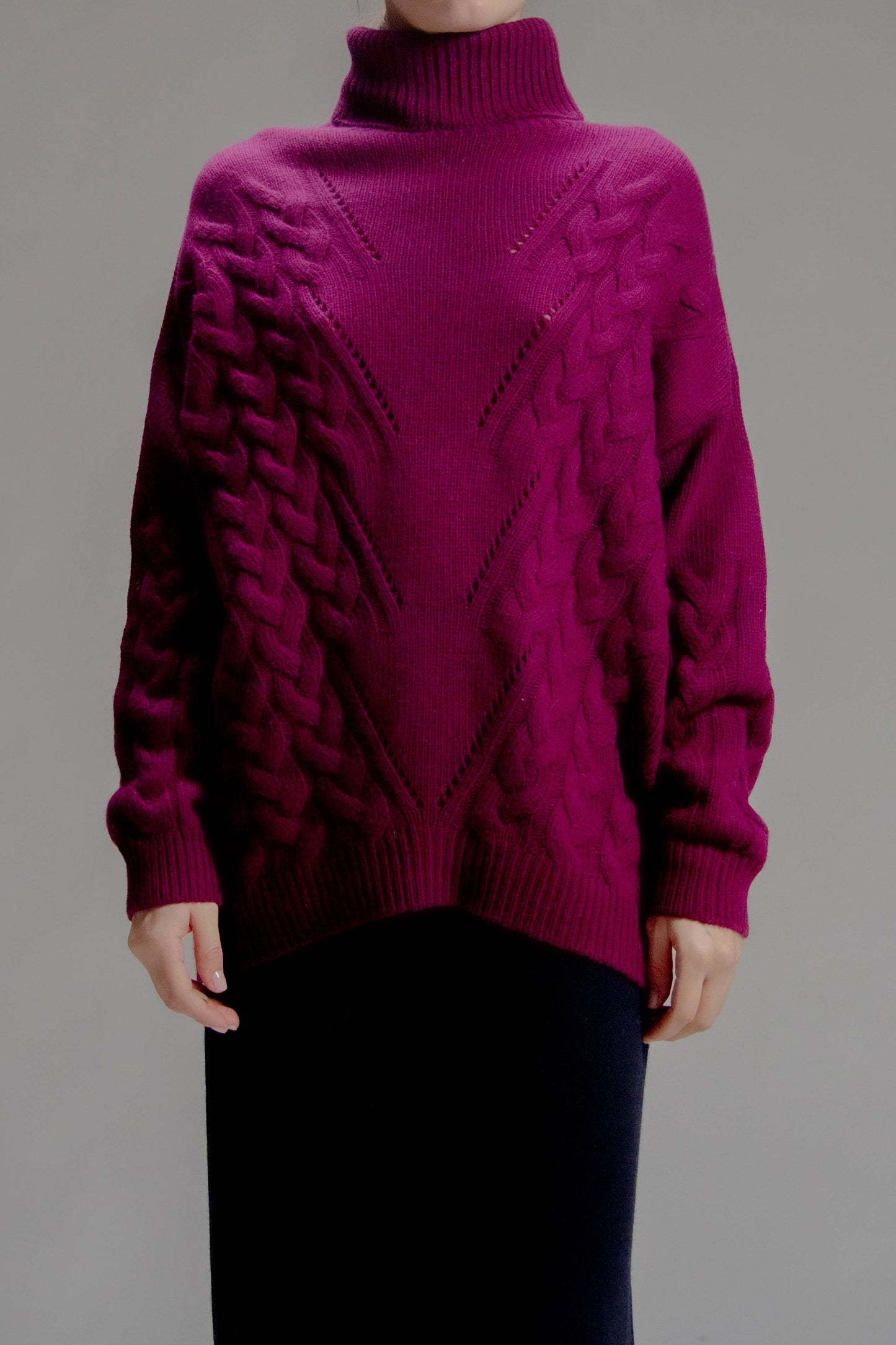 Maglione dolcevita oversize in misto cashmere 3D Knit
