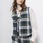 Gilet trapuntato tartan con scollo a V