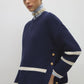 Maglione navy a righe con bottoni dorati