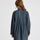 Camicia lunga in popeline con maniche raglan blu denim