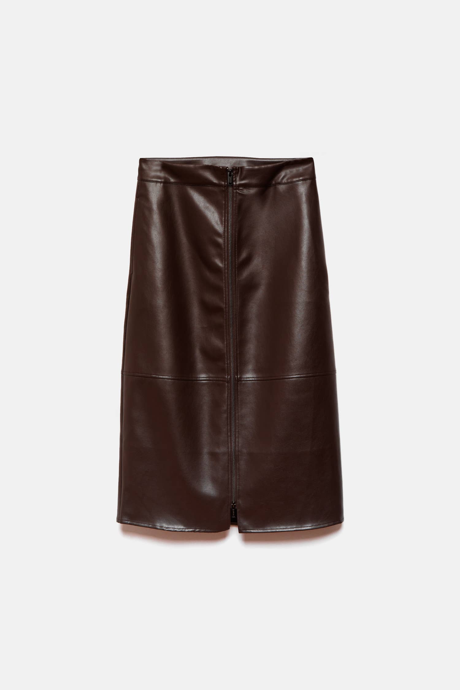 Gonna midi in ecopelle con zip frontale