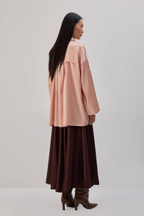 Camicia oversize in raso rosa
