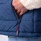 Giacca sherpa color block avorio e blu navy