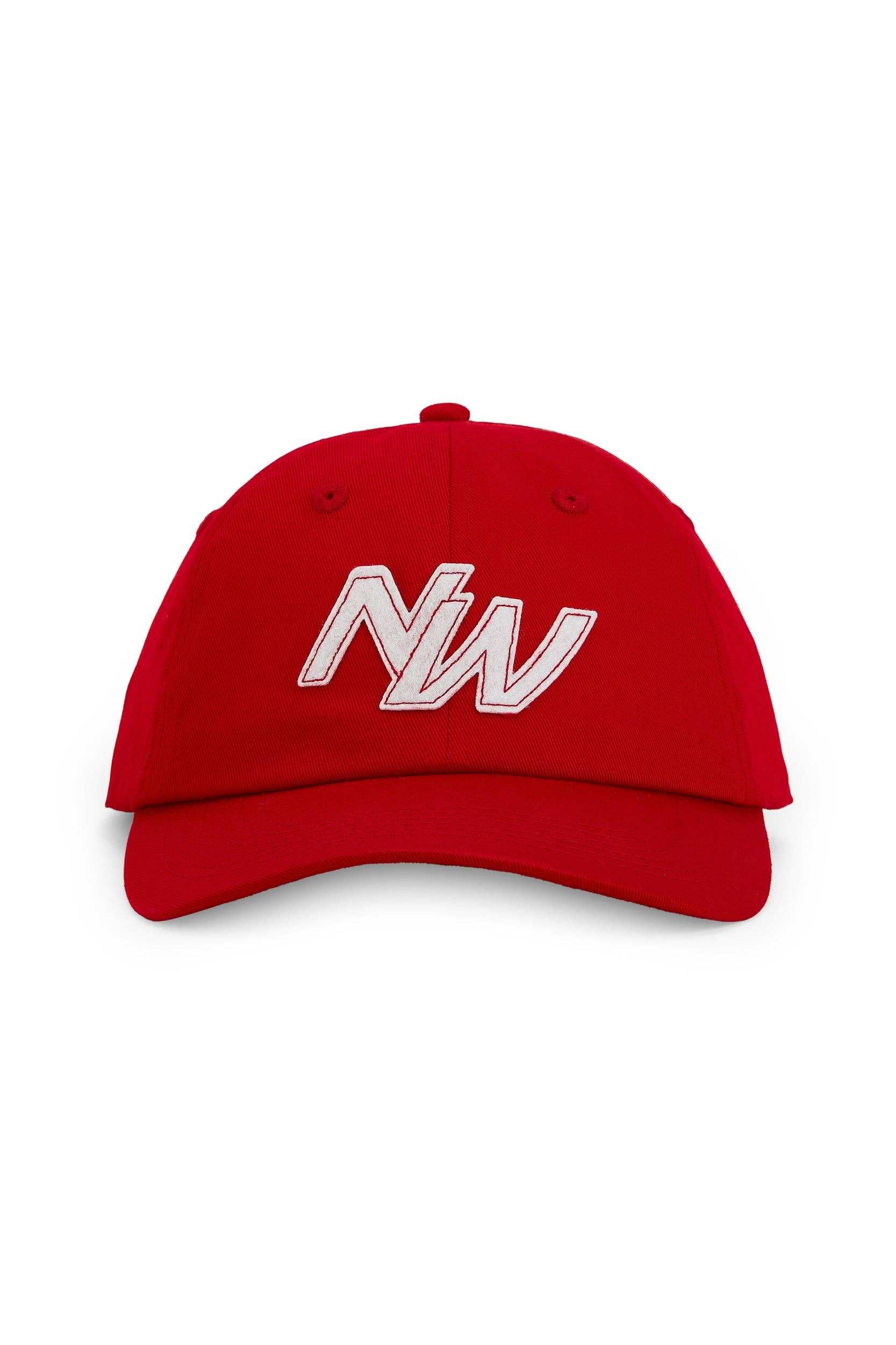Cappellino snapback rosso in cotone organico con logo ricamato