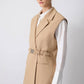 Gilet doppiopetto beige con cintura