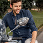 Camicia in lino organico blu navy da uomo