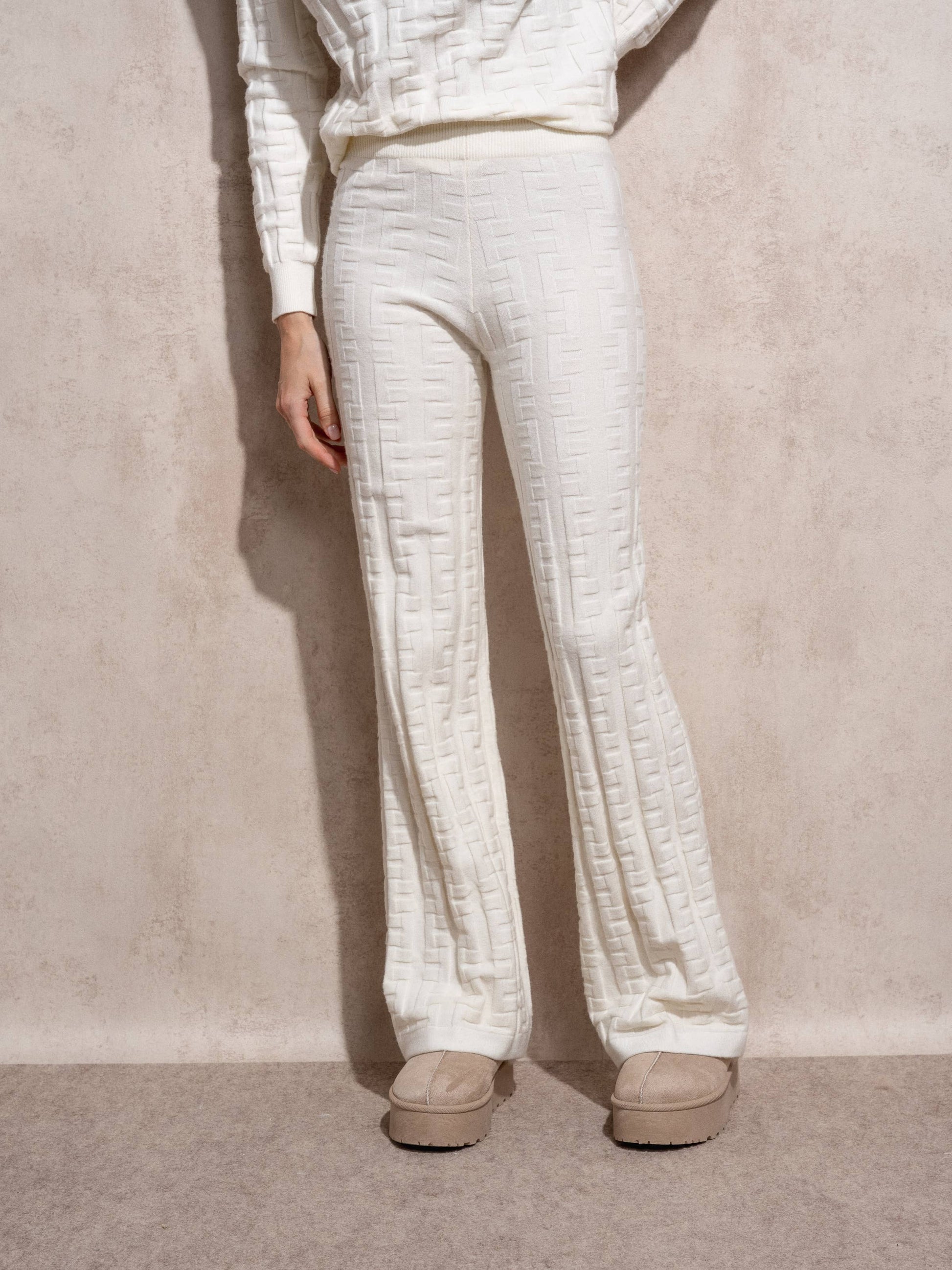 Pantaloni in maglia jacquard a vita alta