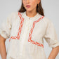 Camicia ecru SIAMANY in voile di cotone con ricamo