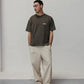 T-shirt corta oversize oliva in cotone organico
