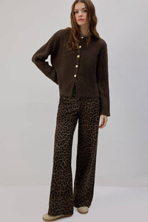 Cardigan corto con bottoni dorati
